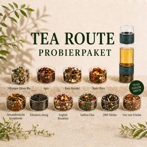 Tea Route Probierpaket – 10 Teesorten + To Go Flasche GRATIS